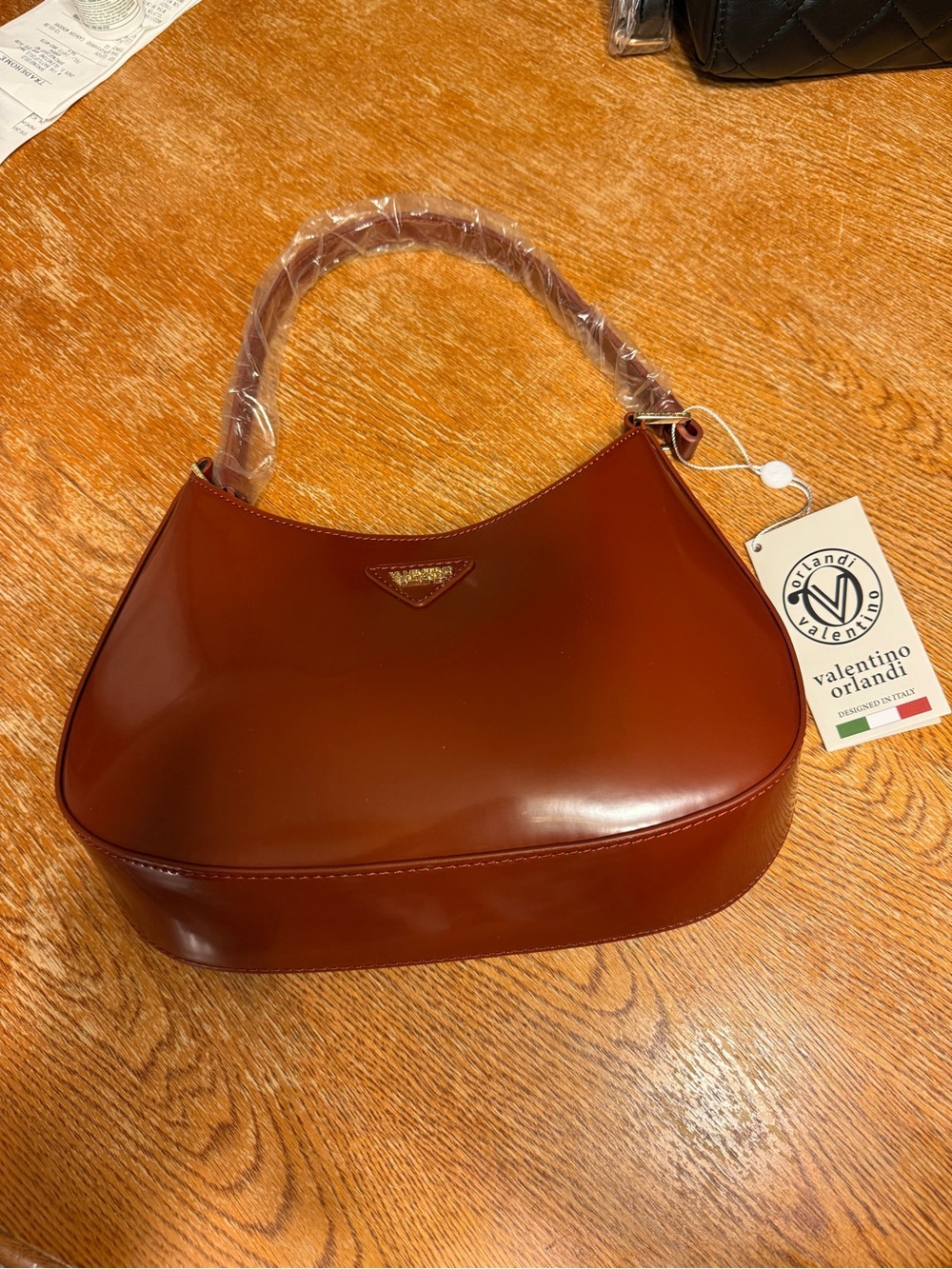 Valentino Orlandi Rich Cognac Smooth Leather Shoulder Bag